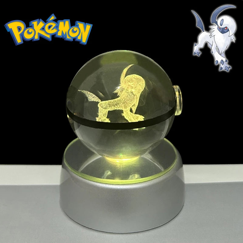 Pokemon 3D Crystal POKE BALL Figure Toys Snivy Dragonair Blastoise Venusaur Milotic Raichu Night Light LED Lamp Base Model Dolls