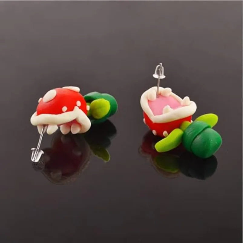 Super Mario Earrings Piranha Plant Funny Anime Creative Game Dangle Jewelry Women Girls Fashion Cute Cartoon Charms Earrings