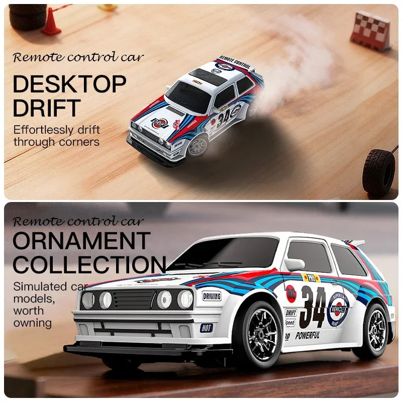KF34 1/43 High Speed Drift RC Car With Light 2.4G 4WD Remote Control Mini GTR Racing Model Cars For Boys Kids Toy Gift
