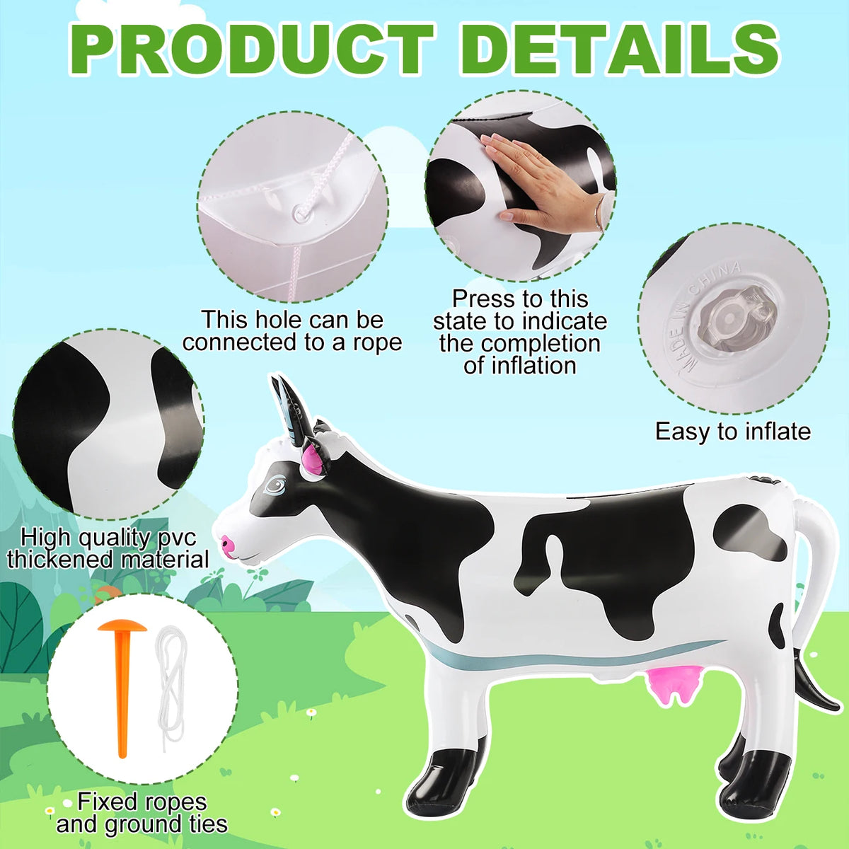 1PC Inflatable Cow Blow up Farm Animals Western Birthday Party Decorations Decorative Inflatable Animals Gifts for Farm