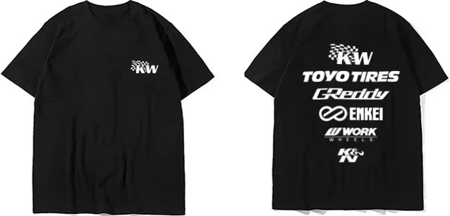 2026 New Japanese Modified Car Short Sleeve T-Shirt JDM Evolution KN Posture Enkei Modification Attitude KW Cultural Pure Cotton