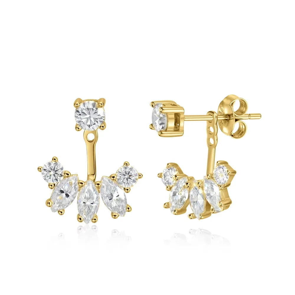 Smyoue Certified All Moissanite Drop Earrings for Women Detachable Earcuff Party Jewelry Pure 925 Silver Stud Earring 2 Use Way