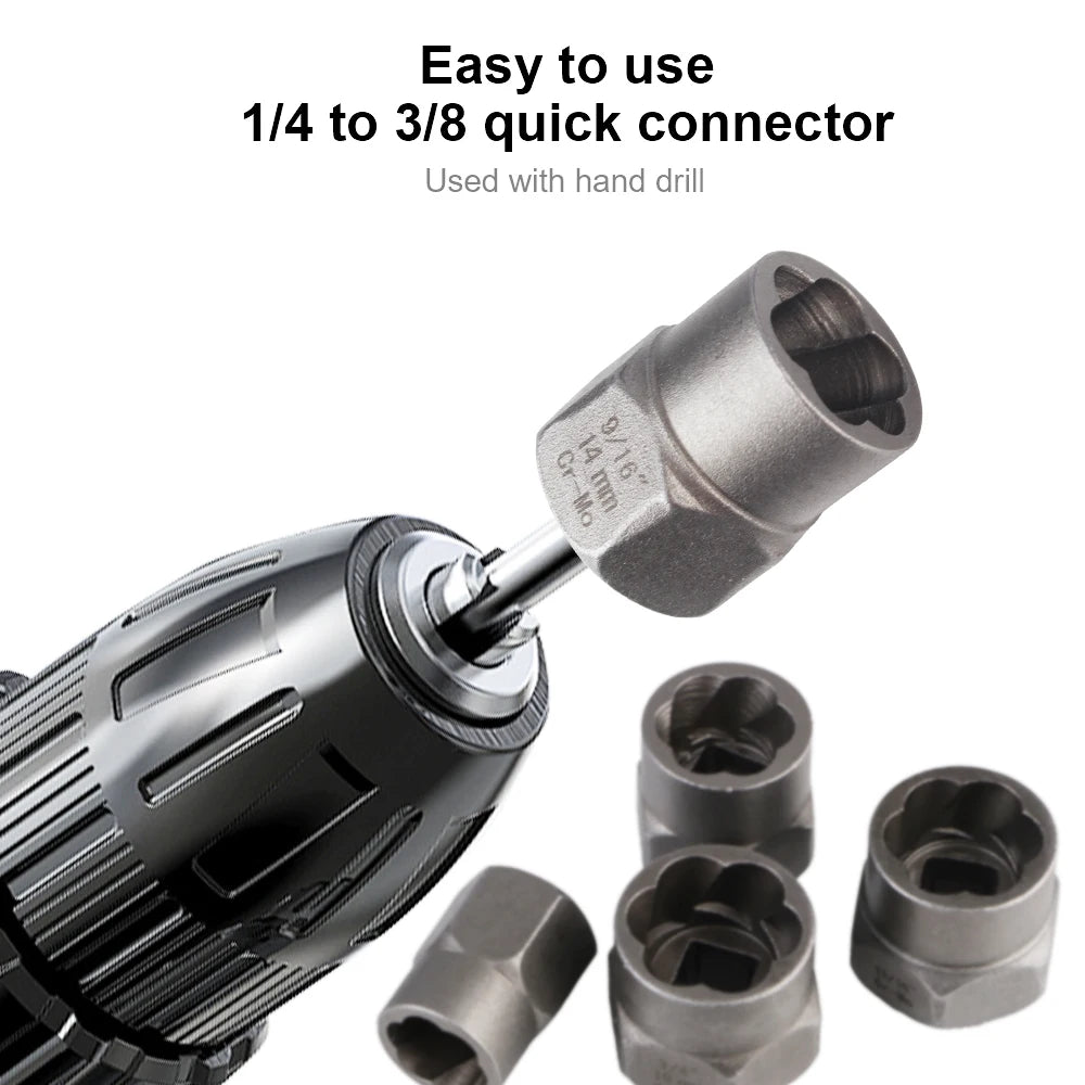 Bolt Nut Removal Socket Tool Bolt Nut Remover Accessory Nut Extractor Car Repair Tool Damaged Screw Extractor Hand Tools Kit