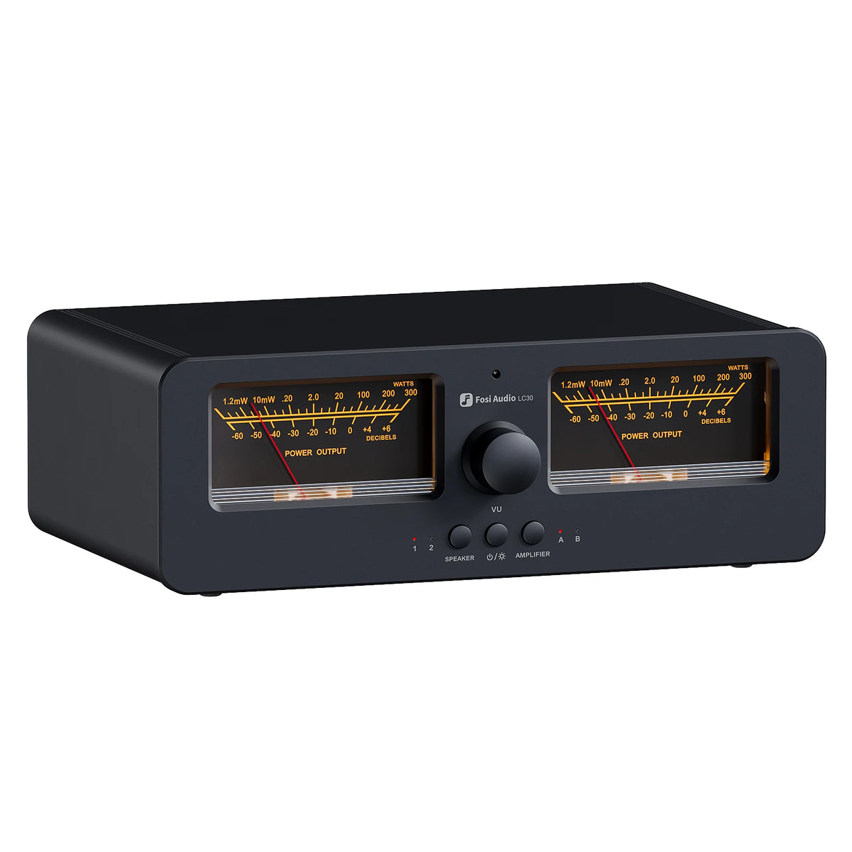 Fosi Audio LC30 Amplifier Speaker Switcher 2-in-2 Out Dual Analog VU Meter Audio Switcher Box with DB Panel Display with Remote