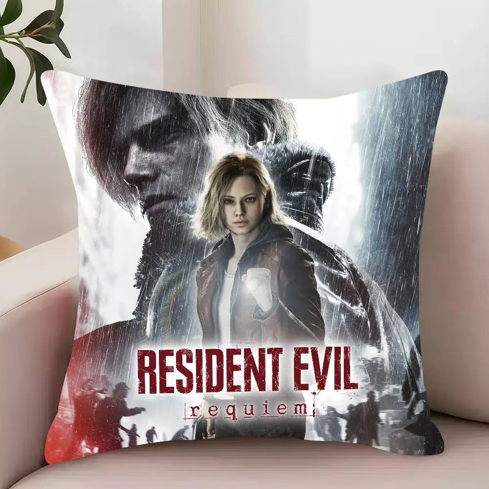R-Resident Evil Game R-Requiem Leon Pillow Case Decor Protective Covers Comfortable soft for Sofa Living Room Home office