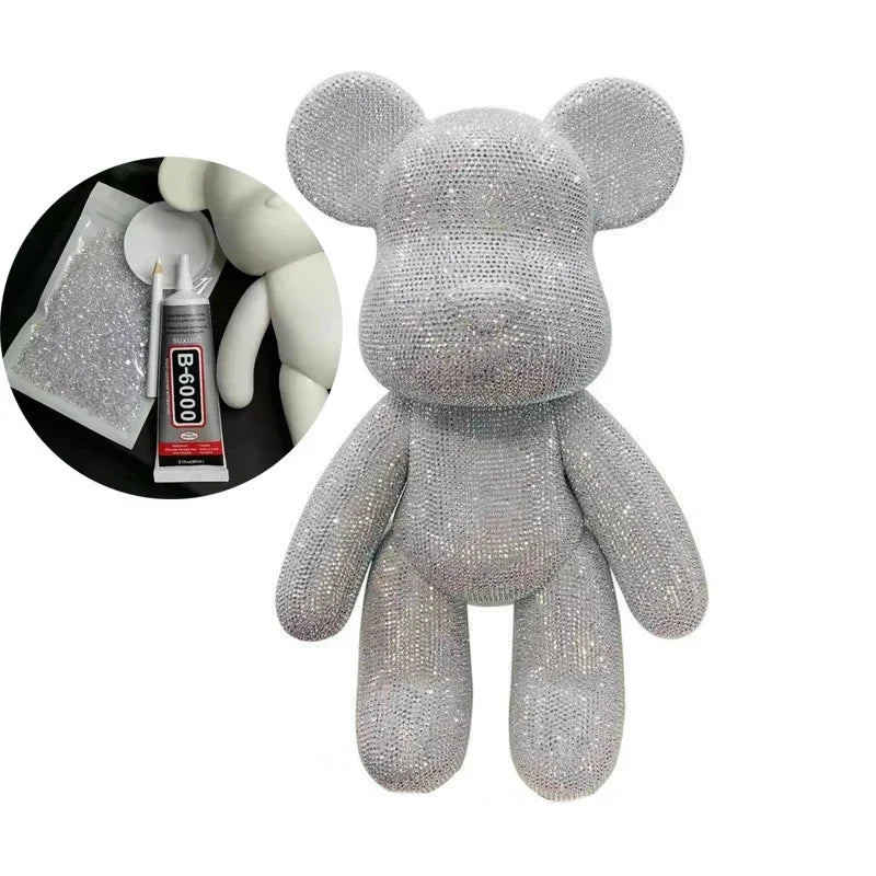 DIY Self-Adhesive Crystal Bear Figure Rhinestone Diamond Glitter Applique Bear Figurine Doll Toy Decoration Desk Accessories