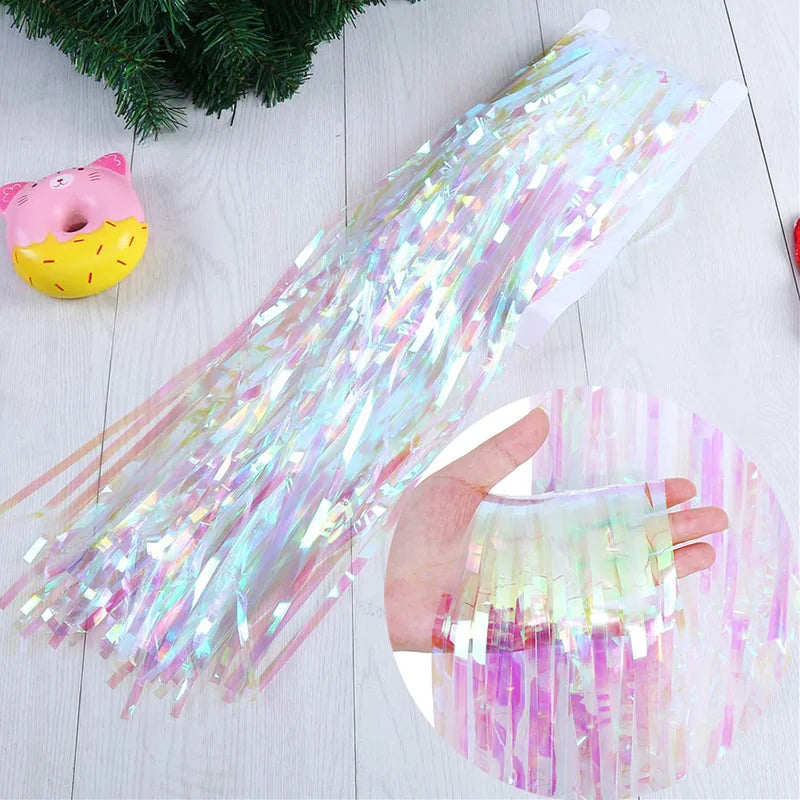 1-3M Gorgeous Wedding Birthday Party Curtain Tassel Foil Fringe Kids Adult Anniversary Mermaid Frozen Party Backdrop Decorations