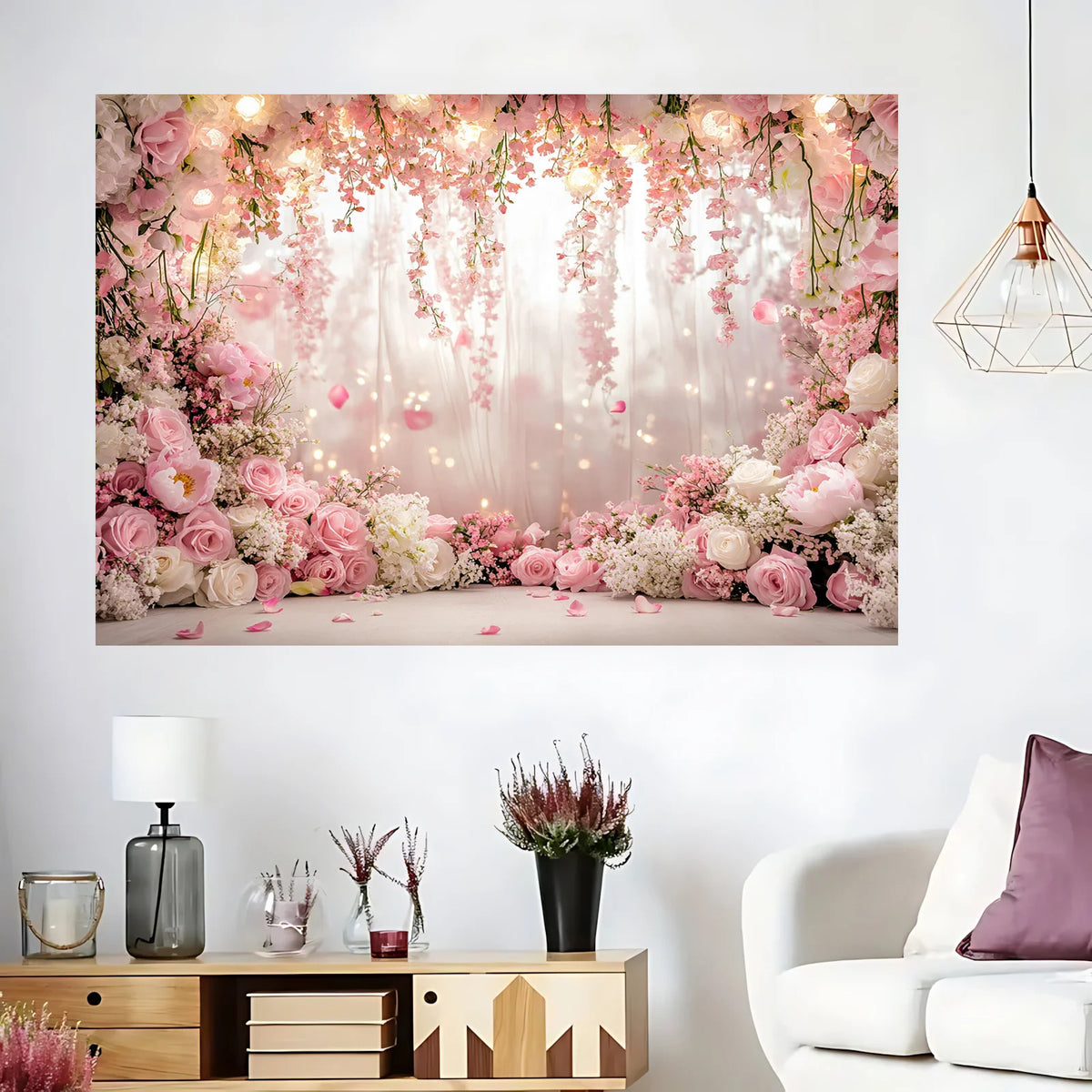 1 romantic flower polyester wedding background light, multi-purpose banner for event decoration, photography