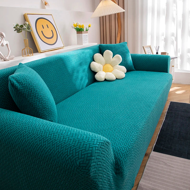 Jacquard Adjustable Elastic Sofa Cover Armchair Protector Corner L Shape Stretch Thick Slipcovers Couch Covers 1/2/3/4/5 Seater