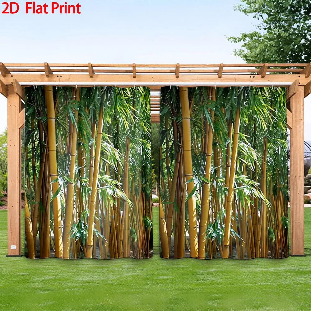 1PC/2PC Outdoor Window Shade Including Hooks; Featuring a Bamboo Motif Accent Design; Machine Washable; Ideal for Gazebos, Patio