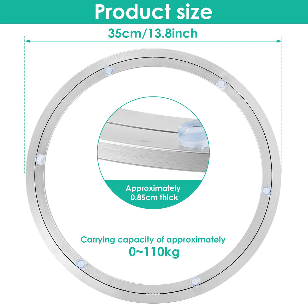 14inch Metal Turntable Bearing Heavy Duty Rotating Bearing Max Load Capacity 110Kg Round Dining Table Smooth Swivel Plate for