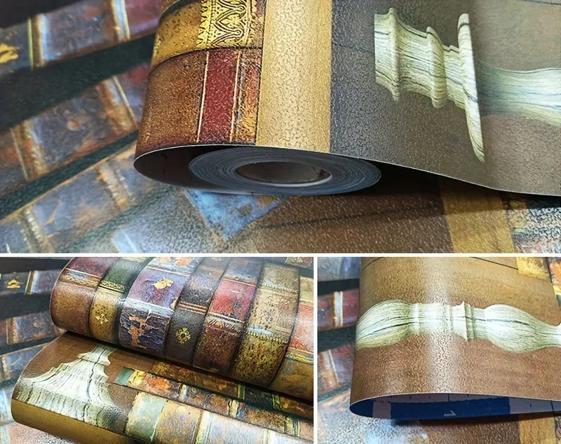 Vinyl Book Pattern Wallpaper for Living Room Self Adhesive Waterproof Removable Stickers for Children Room Peel and Stick Flim