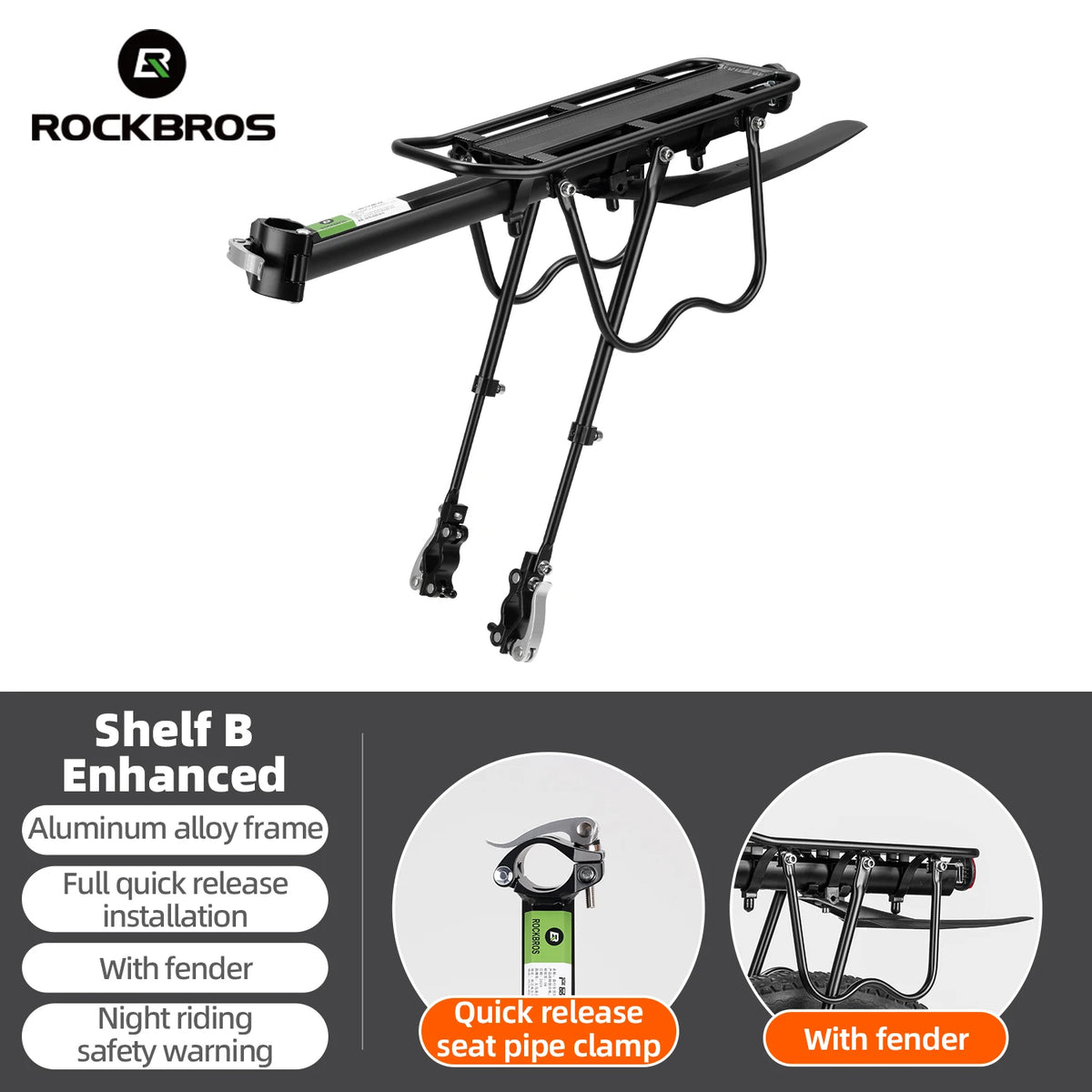 ROCKBROS Bike Rack Aluminum Alloy MTB Bike Bicycle Carrier Holder Luggage Rack Trunk Detachable Bike Rear Shelf Racks Holder