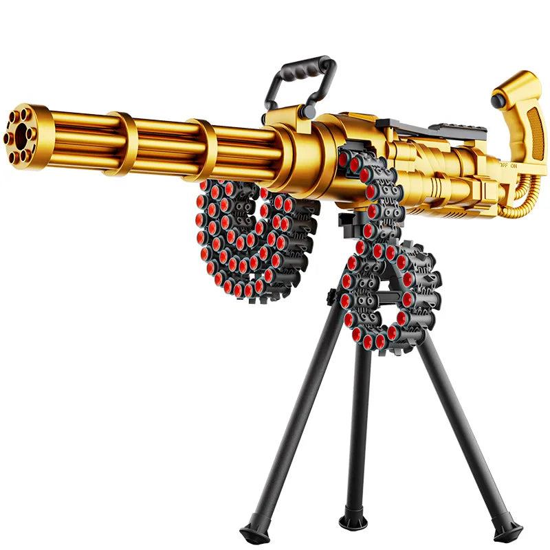 Gold Rotating Chain Gatling Soft Bullet Gun Can Launch Toy Machine Gun Model Chicken Eating Heavy Machine Gun