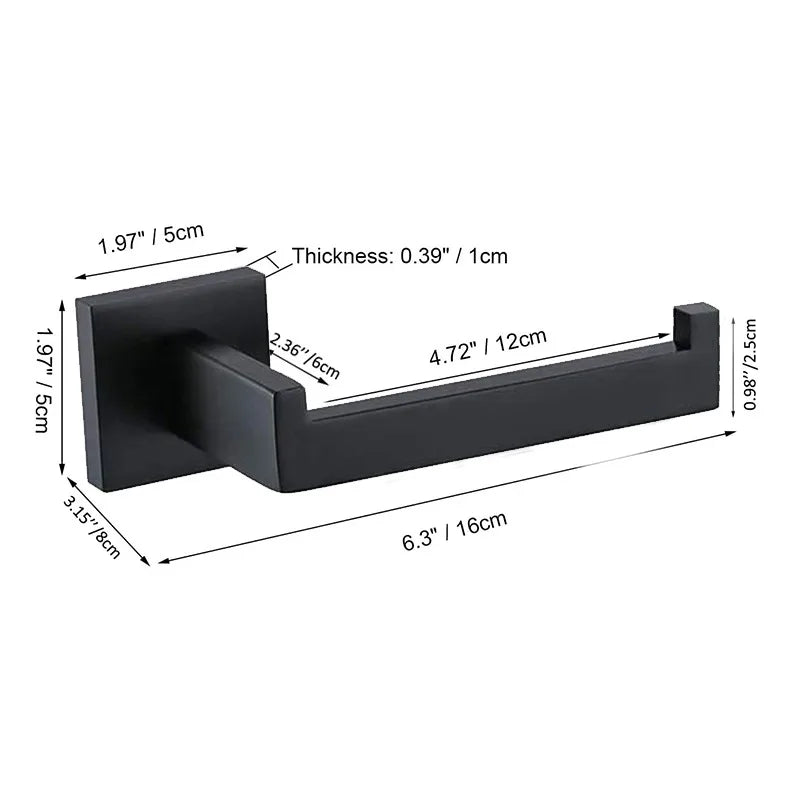 304 Stainless Steel Bathroom Accessories 1 Piece Matte Black Toilet Paper Holder Wall Mounted Tissue Roll Hanger Bathroom