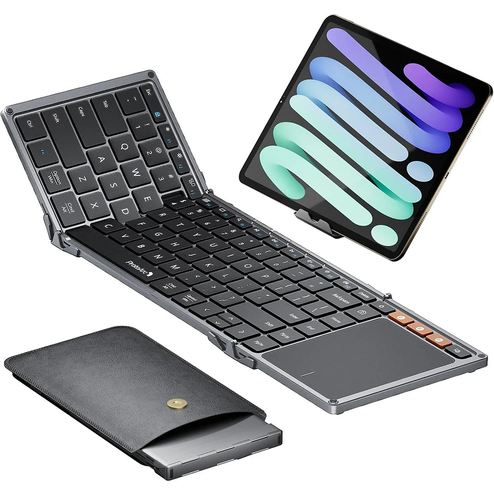 ProtoArc XK01 TP Foldable Keyboard with Touchpad Folding Bluetooth Travel Keyboards for iPad iPhone Laptop PC Tablets