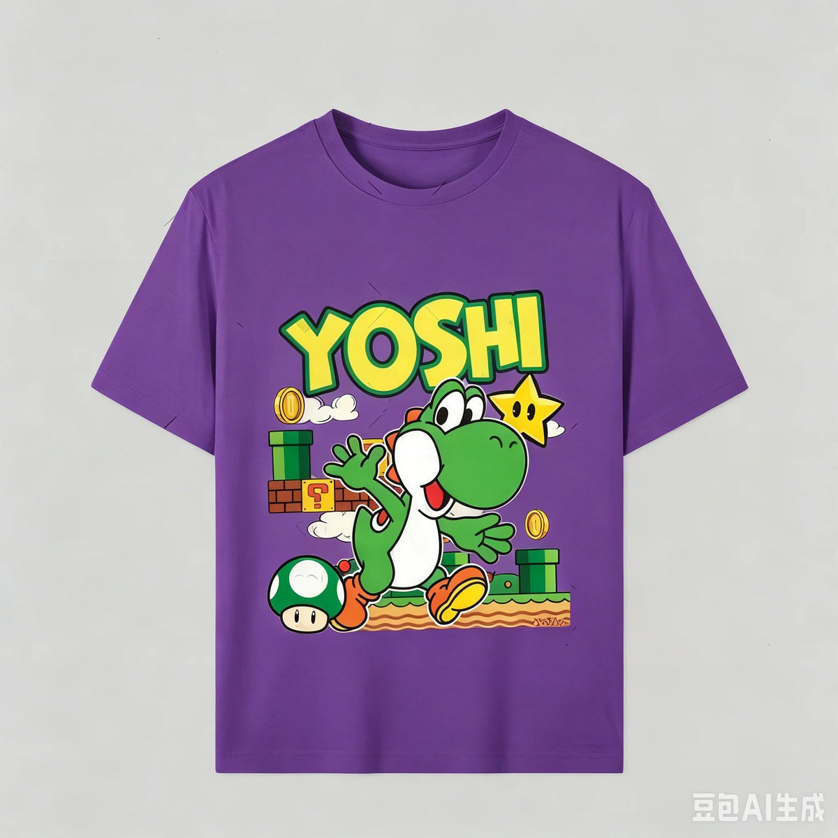 Boys Girls Family Kids T-shirt Tops Summer Cartoon Yoshi Men's Women's Short Sleeve T-shirt Tops Suitable For Adults And Kids