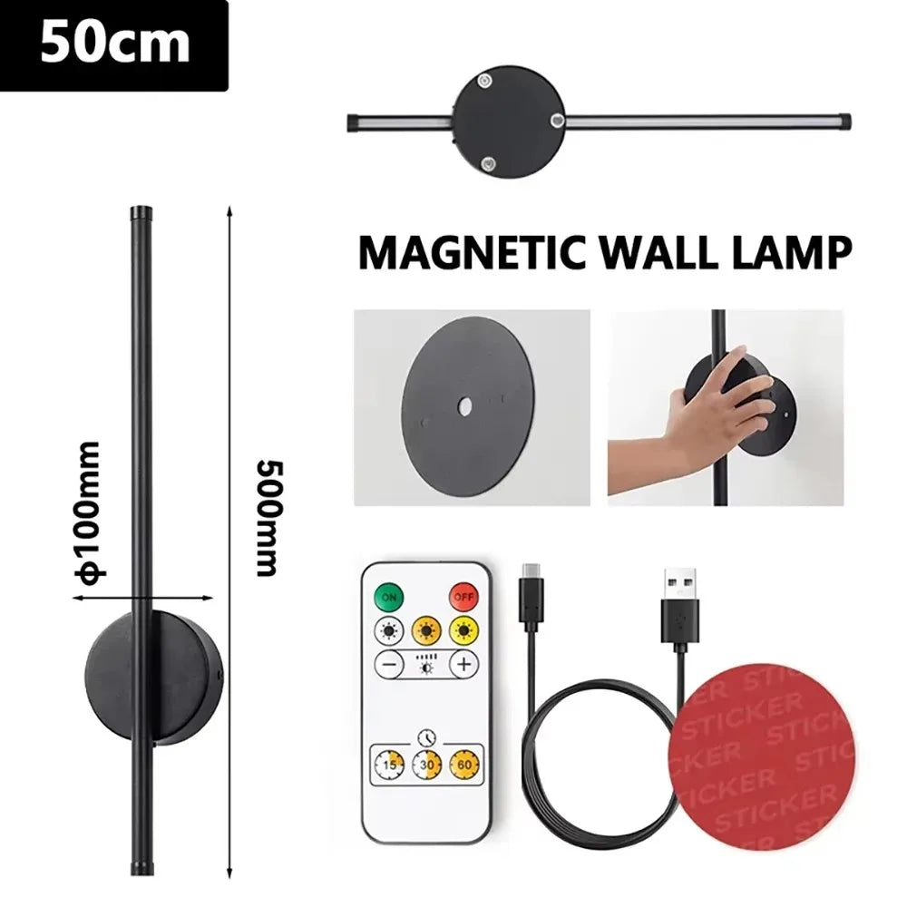 Modern LED Wall Charging Lamp Wireless Installation Remote Control Stepless Dimming Gold Black Finish 50/80CM Decorative Lighti