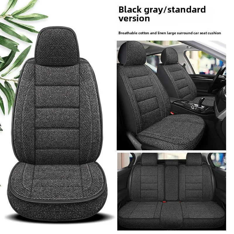Universal Linen Car Seat Full Cover Breathable Comfortable Flax Sedan SUV Seat Cushion Car Seats Full Cover Protection