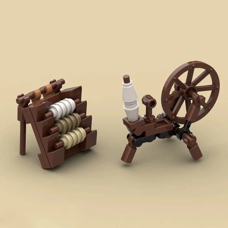 Medieval Scene Building Blocks Castle Street View Winery Tavern Loom Stove Leather Drying Rack Shooting Range Cannon Bricks Toys