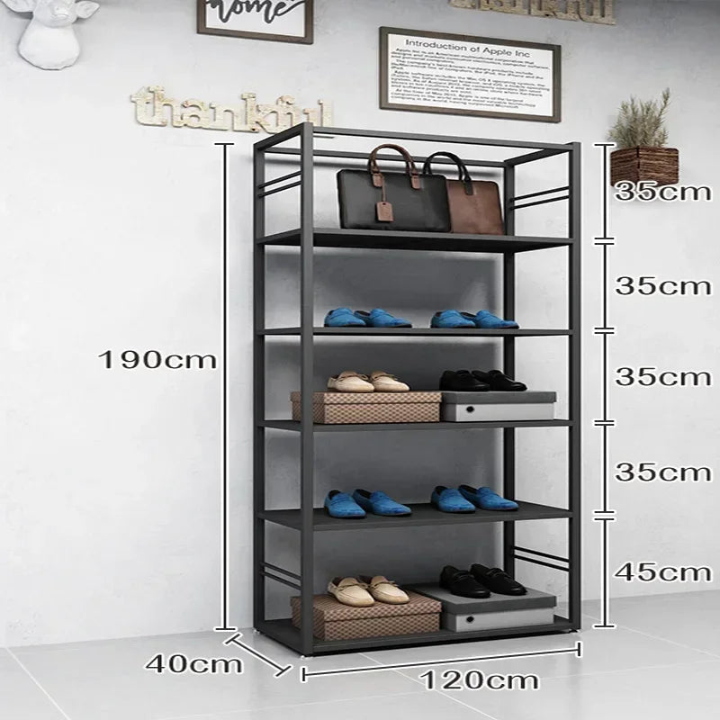 Furniture Men Clothes Clothing Store Display Rack Black Double-layer floor-standing display rack for men's clothing stores