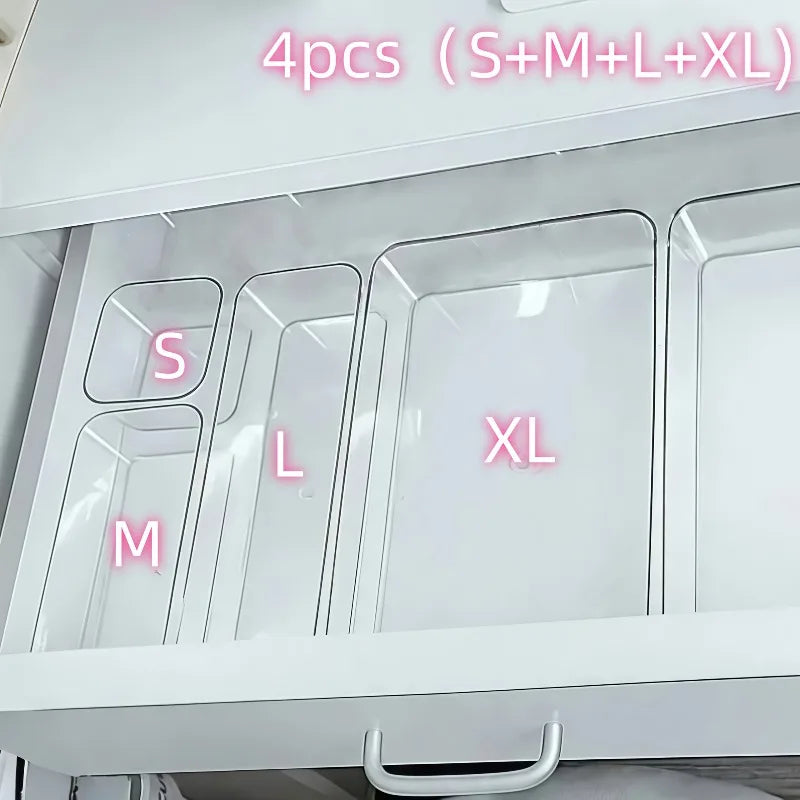 4/7 PCS Acrylic Clear Drawer Organizer Set, Cosmetic Storage Box for Vanity, Desk Office Supplies, Home Desk & Drawer Organiza