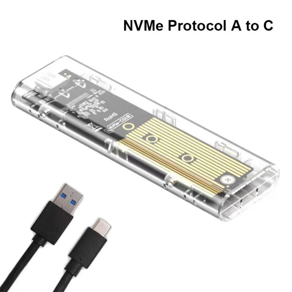 M.2 NVME PCIe NGFF SATA Dual Protocol SSD Case Clear USB Type C 10Gbps PCI-E M2 SSD Transparent External Enclosure Hard Disk Box