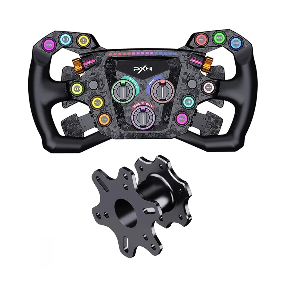 PXN W GTL GT One Racing Simulator Wheel Carbon Fiber Shift Paddle RGB Customizable Keys Quick Detachable Steering Wheel For PC