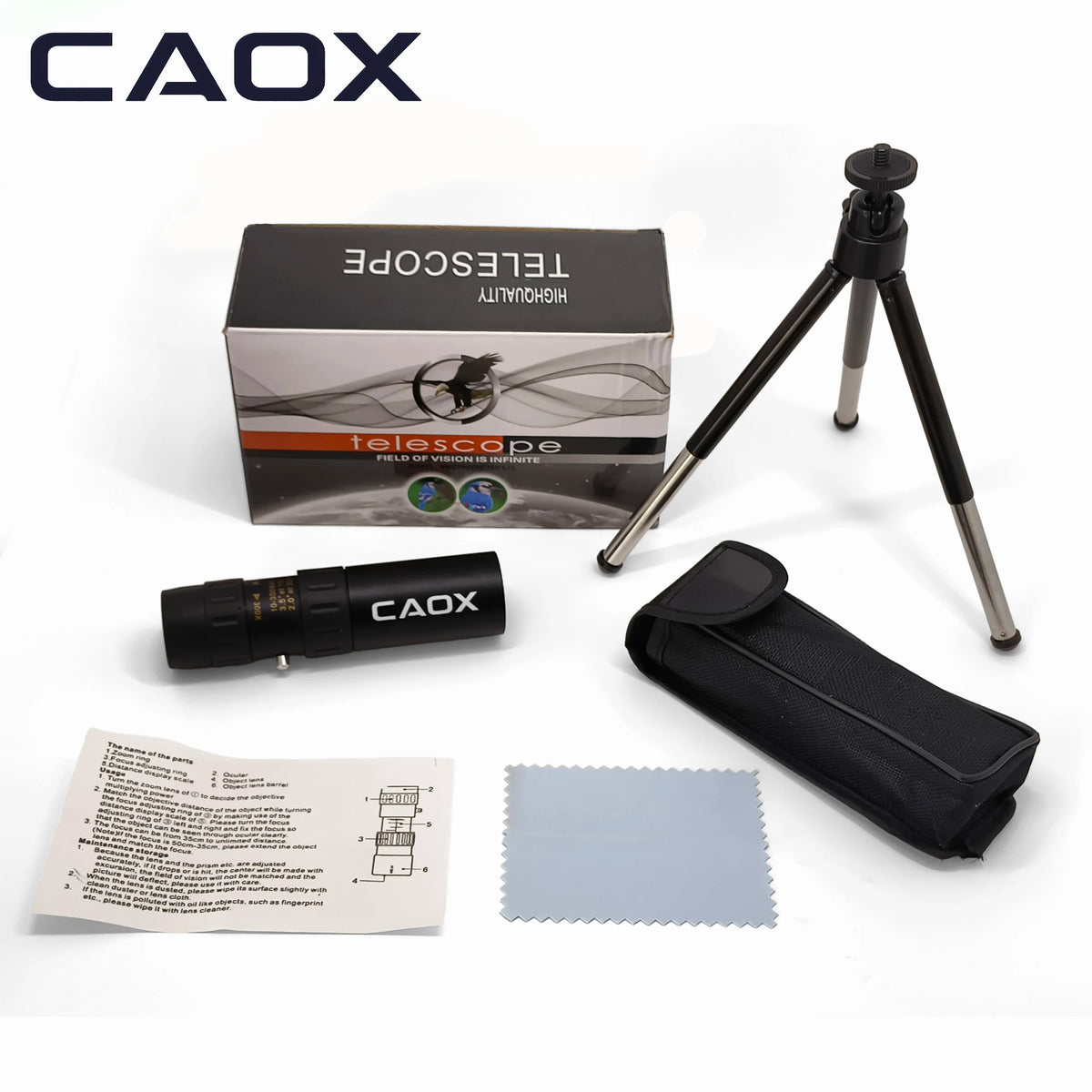 CAOX 10-30x25HD Binoculars Portable Professional Monocular Powerful Long Distance, Suitable for Hunting, Outdoor, and Concerts