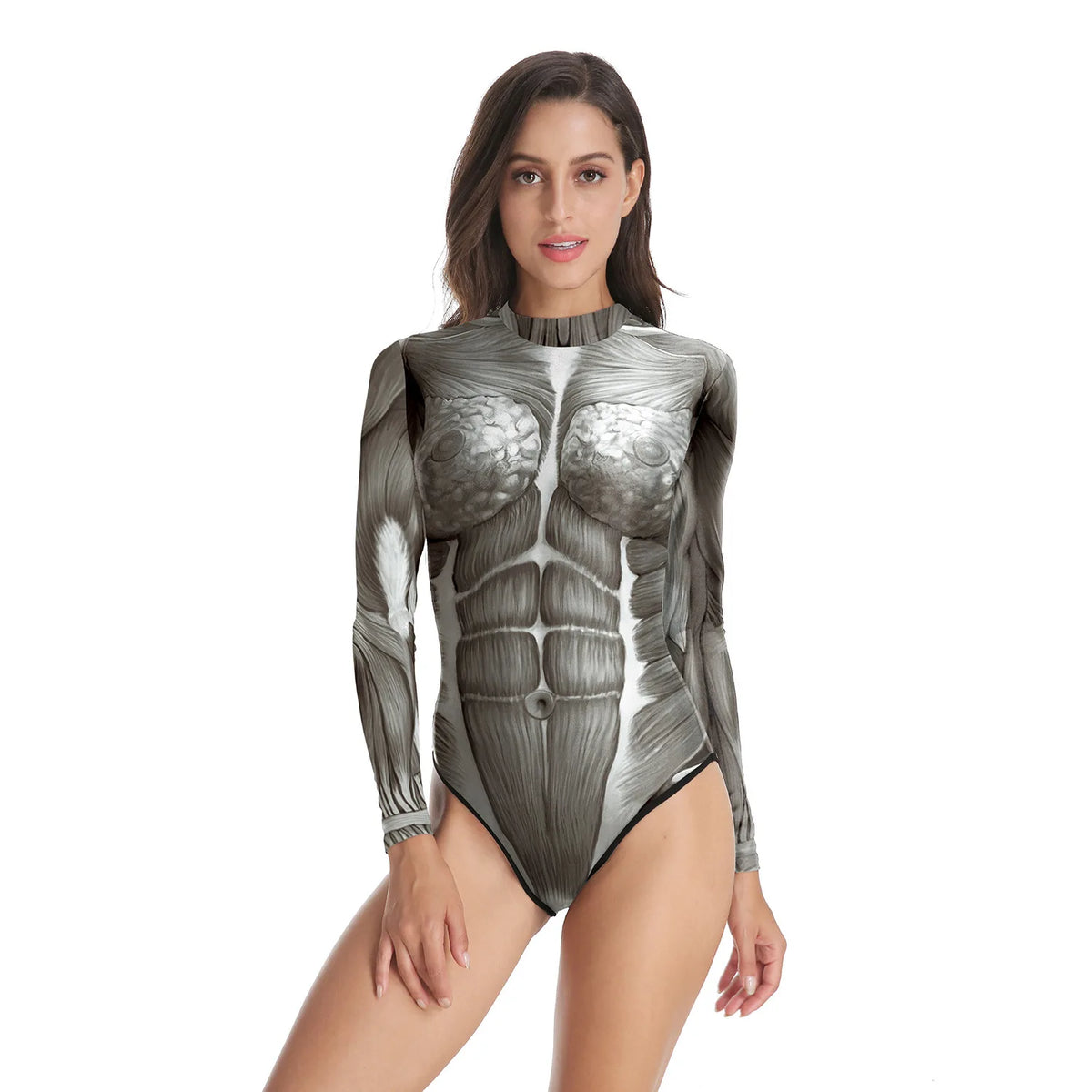 Halloween 3d Party Muscle Jumpsuits Summer Fun Elastic Swimsuit Human Anatomy Print Bodysuit Adult Women Cosplay Costume Tights