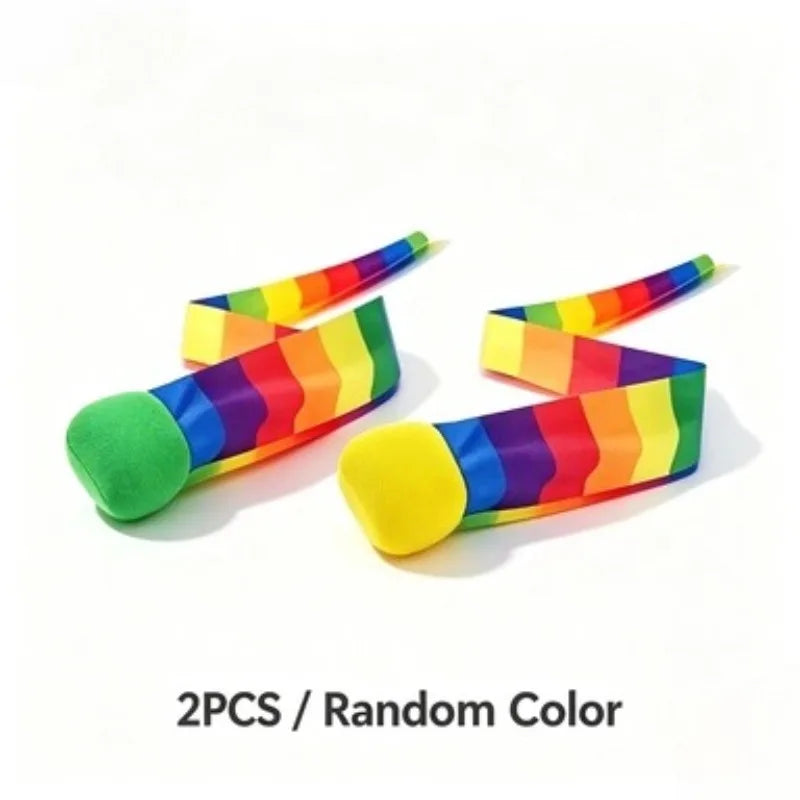 Rainbow Ribbon Throwing Ball Kids Outdoor Sensory Play Toy Stress Relief Hand Catch Flying Ball For Beach Lawn Parent Child Game