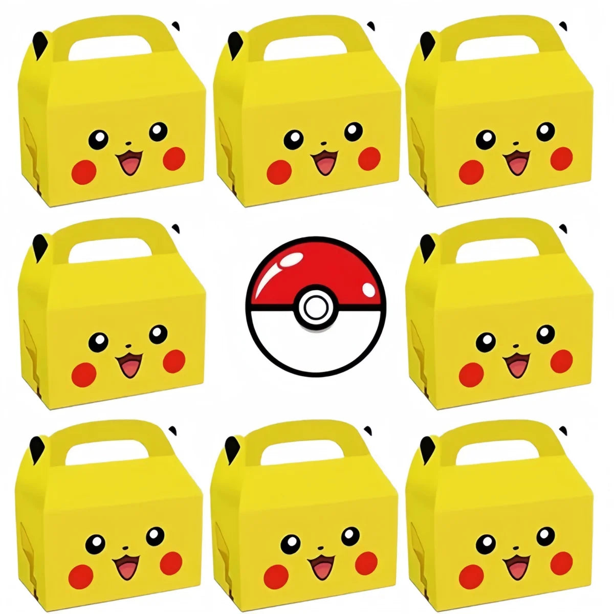 Pokemon Candy Box Birthday Party Decor Pikachu Paper Gift Bags Pokeball Handle Gift Packaging Box Baby Shower Kids Party Favors