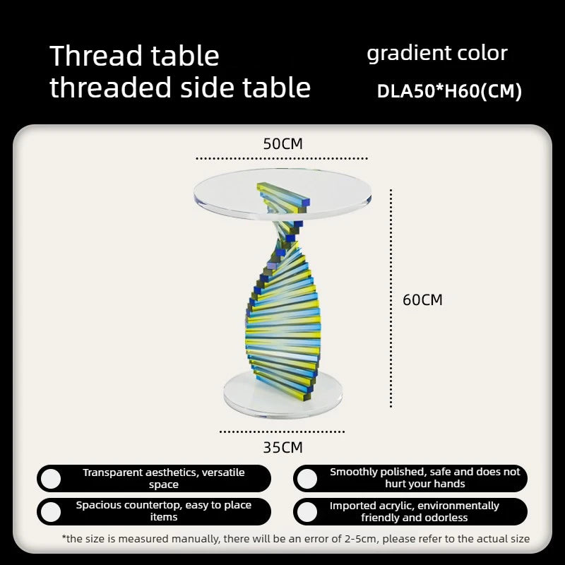 Nordic Style Sofa Side Table, Minimalist Modern Bedside Small Round Table, High-end Transparent Corner Table