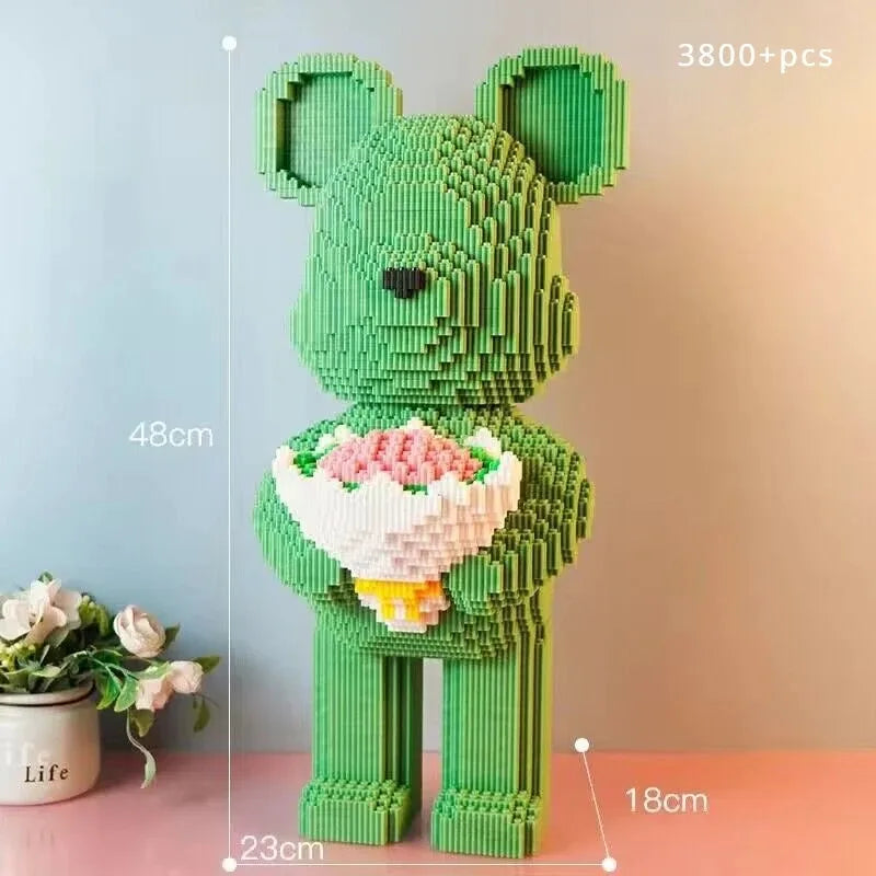 48cm Flower Violent Bear Huge Building Block Children's Toys with Small Particles Bricks 3D Model Children's Adult Gift