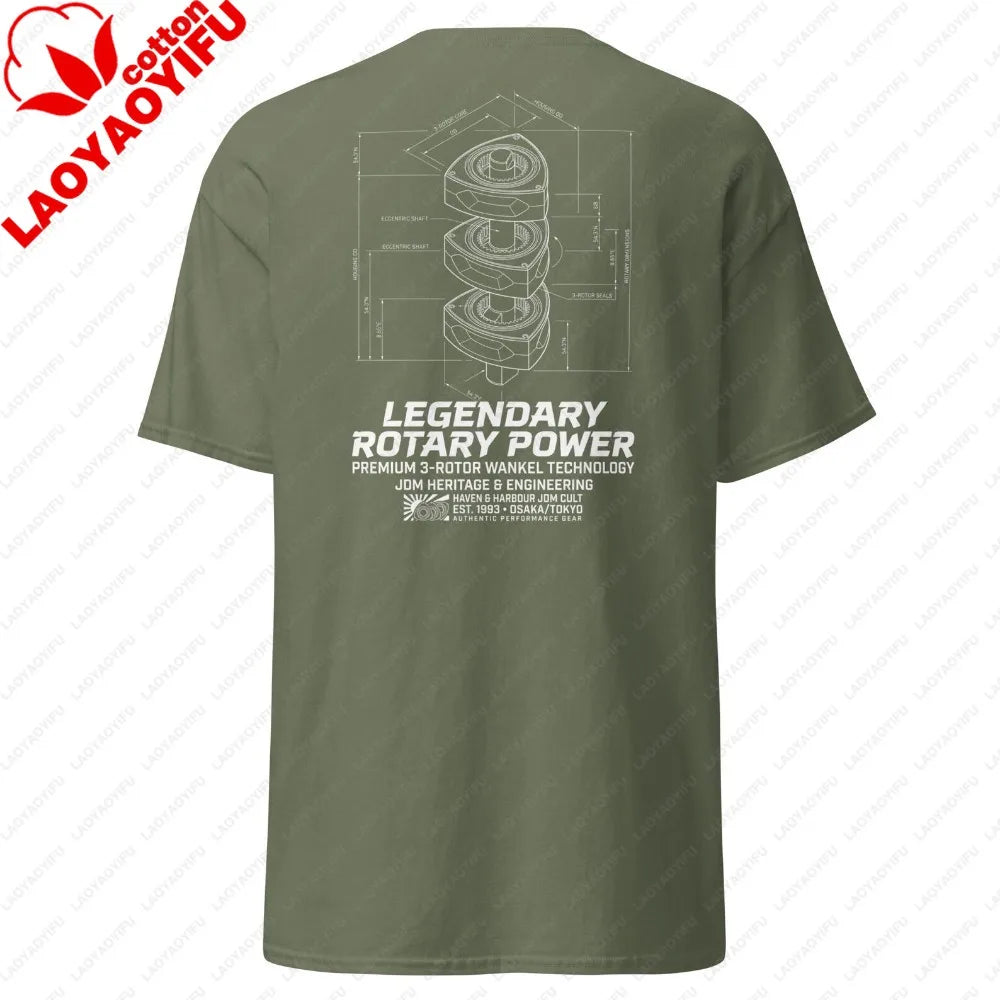 Legendary 3-Rotor Wankel Technology Shirt JDM Rotary Power Blueprint Tee RX7 Enthusiast Gift Japanese Engineering Clothes