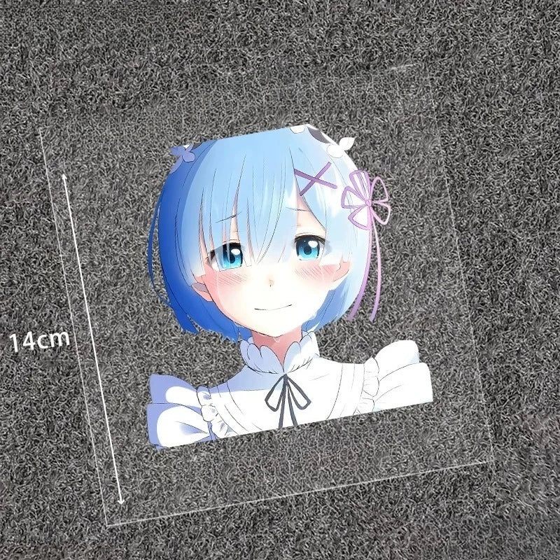 Emilia Re:Zero Anime Sticker, Waifu Vinyl Decal, Waterproof Decor for Motorcycle, Bicycle, Car, Laptop & Desktop