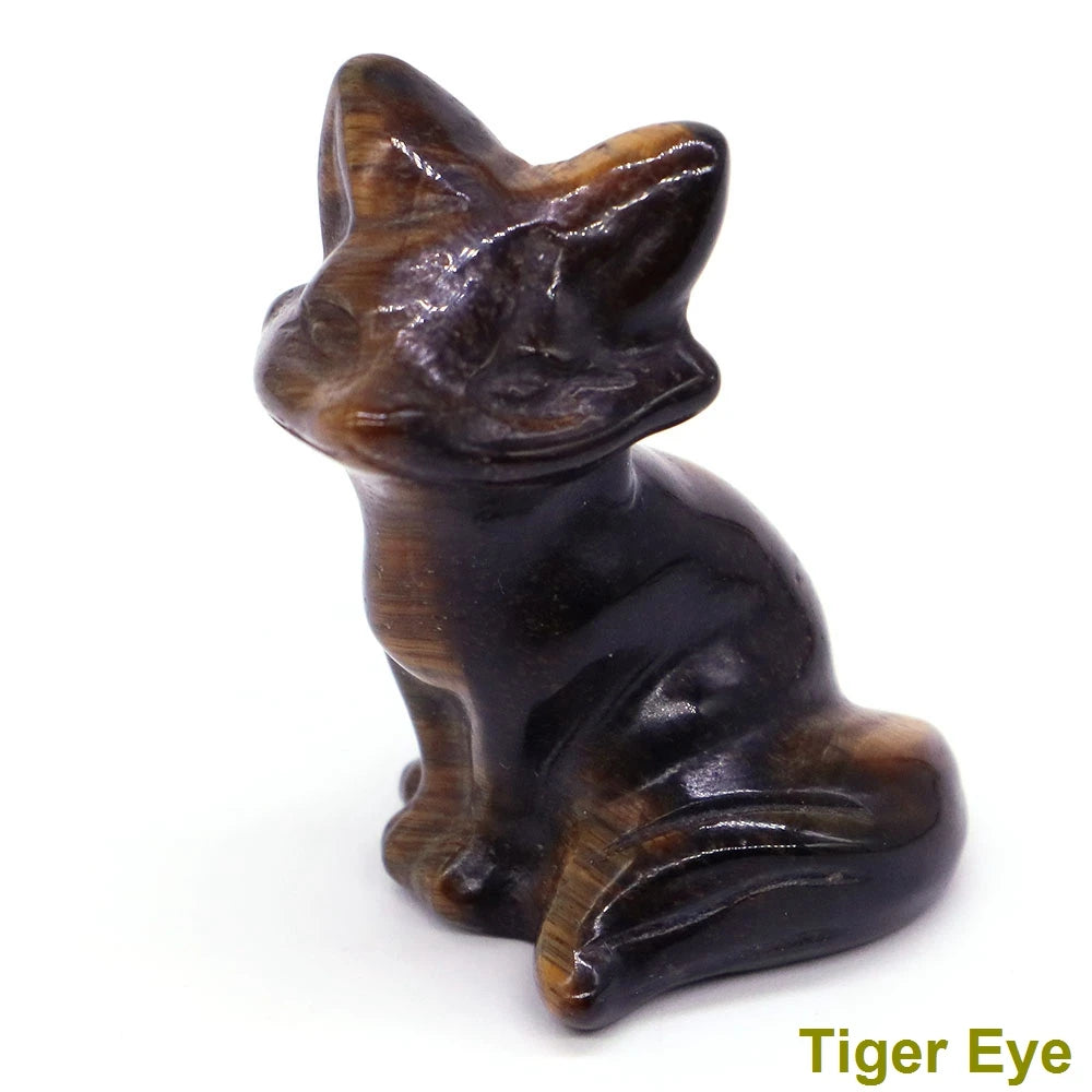 Wholesale Lots 1.5" Fox Statue Natural Stone Crystal Reiki Healing Quartz Gemstone Animal Figurine Crafts Home Decor Gifts