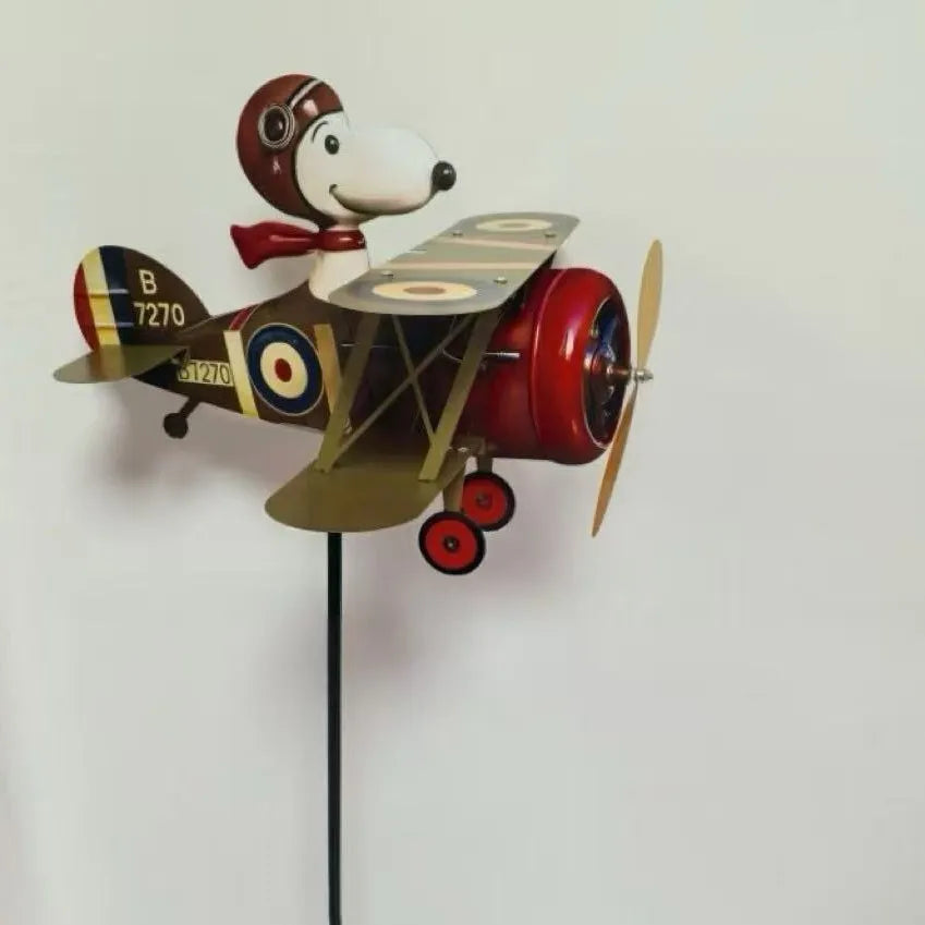 Snoopy Garden Windmill Ornament Metal Lawn Yard Decoration Outdoor Rotating Figurine for Patio Courtyard Landscape Decor
