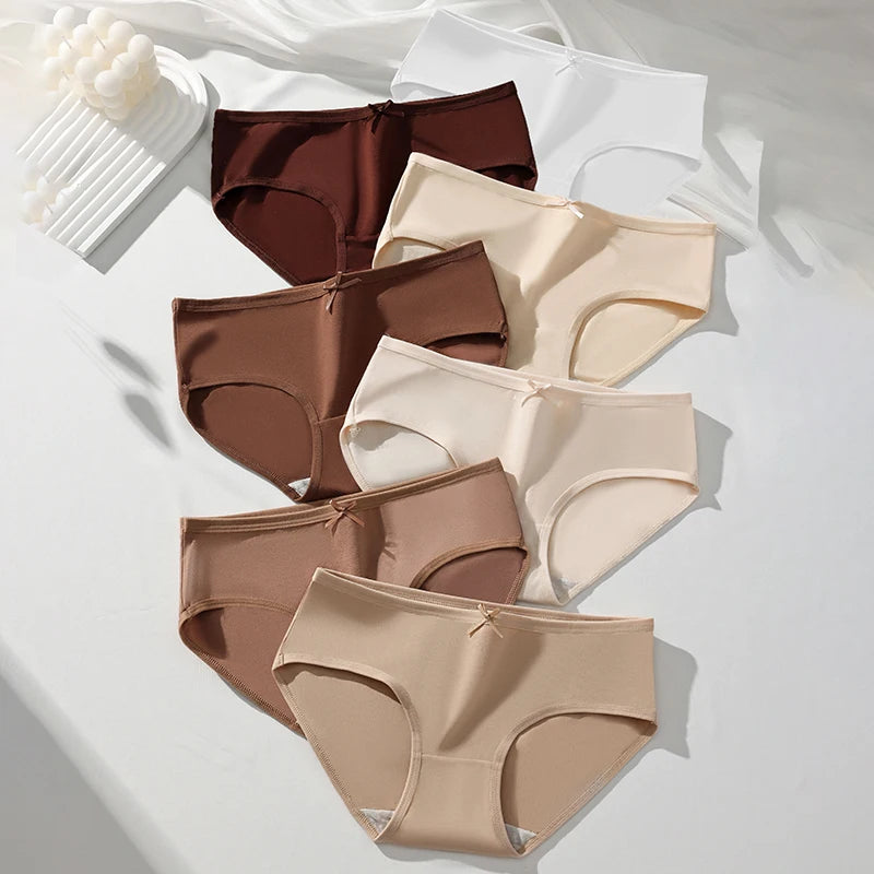 7PCS Women Disposable Panties White Briefs Breathable Cotton Underwear Soft Cute Girls Pantys Solid Underpants Female Lingerie