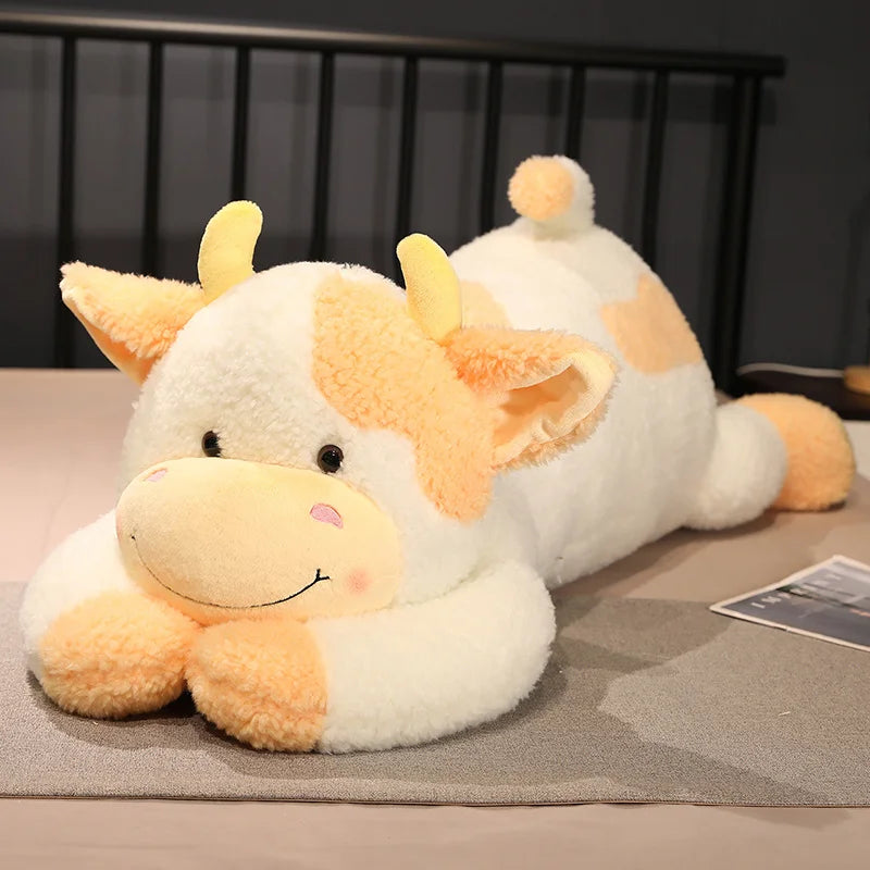 Hot 1pc 90cm Lovely Milk Cow Plush Toys Cartoon Stuffed Animal Cattle Dolls Sleeping Pillow For Baby Girls Birthday Gifts