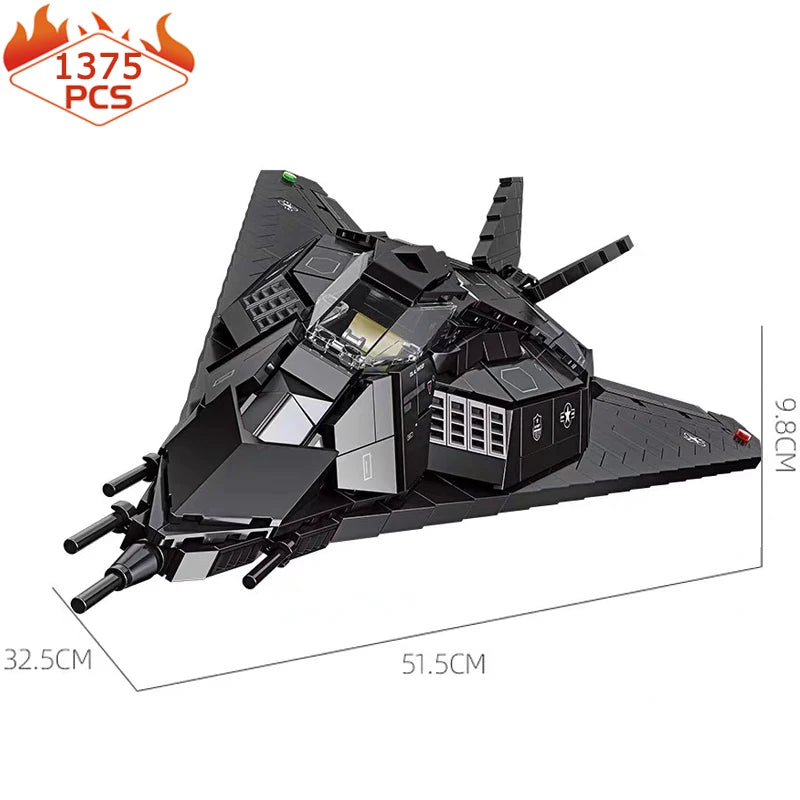 Military Series F-117A Nighthawk Fighter Building Block WW2 Plane Warplane Aircraft Models Bricks Toys For Kid Birthday Gift MOC