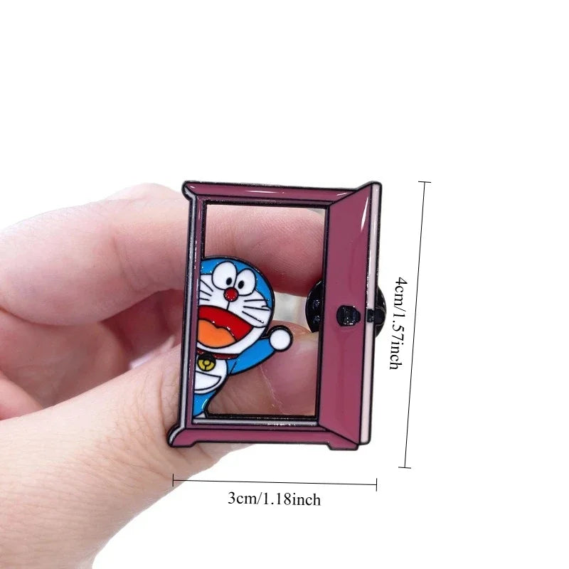 4pcs Doraemon Cartoon Metal Brooches Peripheral Lapel Pins Backpack Bag Clothing Decoration Fashion Brooches Kids Birthday Gift