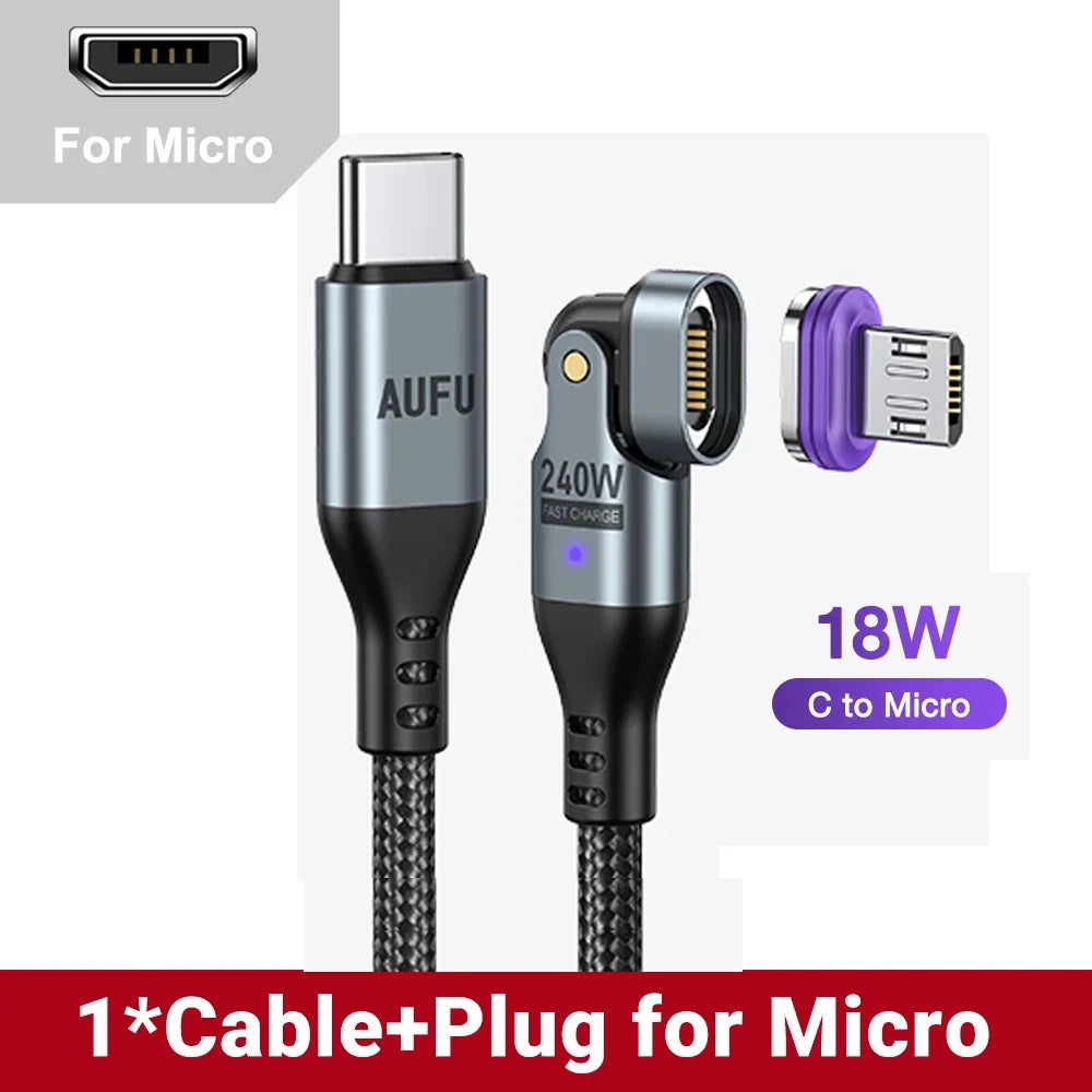 AUFU 240W Magnetic USB Type C To USB C Cable 5A Fast Charging Charger Wire for Macbook Magnet Type C Cable for iPhone Samsung