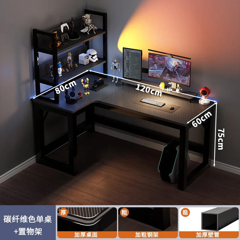 Modern Corner Computer Desk L-shaped Desktop Home E-sports Table Game Desk Bookshelf Bedroom Study Table Office Desk Chair