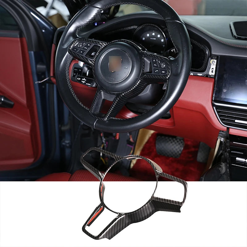 For Porsche Macan Cayenne Panamera 718 911 918 ABS Matt Black Texture Interior Steering Wheel Cover Trim Interior Accessories