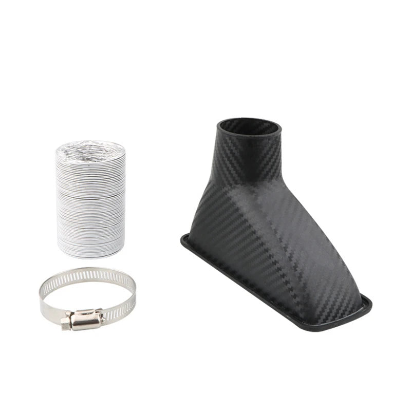 Universal Car Air Intake System Kit Front Bumper Turbo Air Inlet Pipe ABS Carbon Fiber Look for Enhanced Performance and Cooling