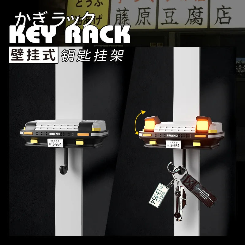 AE86 Alloy Diecast Key Holder with Openable Headlights, Hanging Hook for Home Keys & Small Items, Creative JDM Car Decor Gift