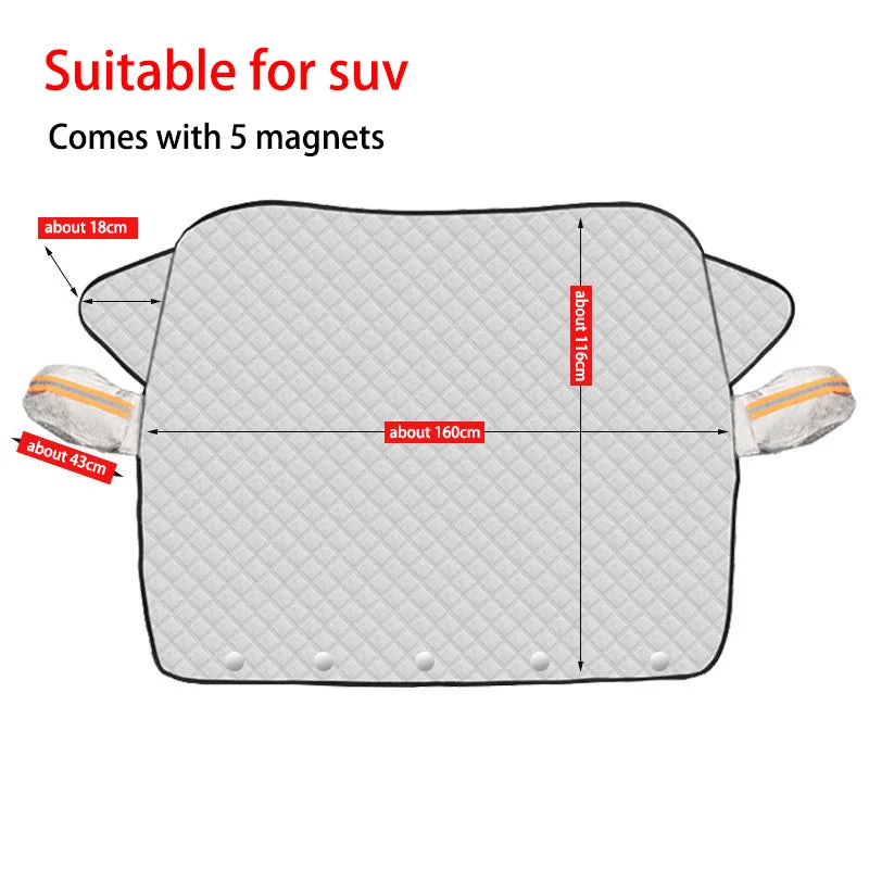 Premium Car Front Window Windshield Cover, All-Weather Anti-Snow Anti-Frost Anti-UV Sun Shade, Outdoor Winter Ice Protection