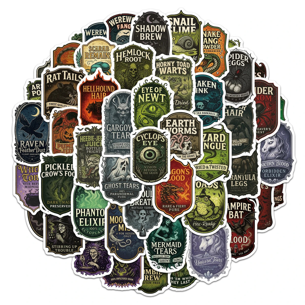 50PCS Cartoon Halloween Label Graffiti Stickers Water Cup Waterproof Decorative Stickers Halloween Bottle Stickers