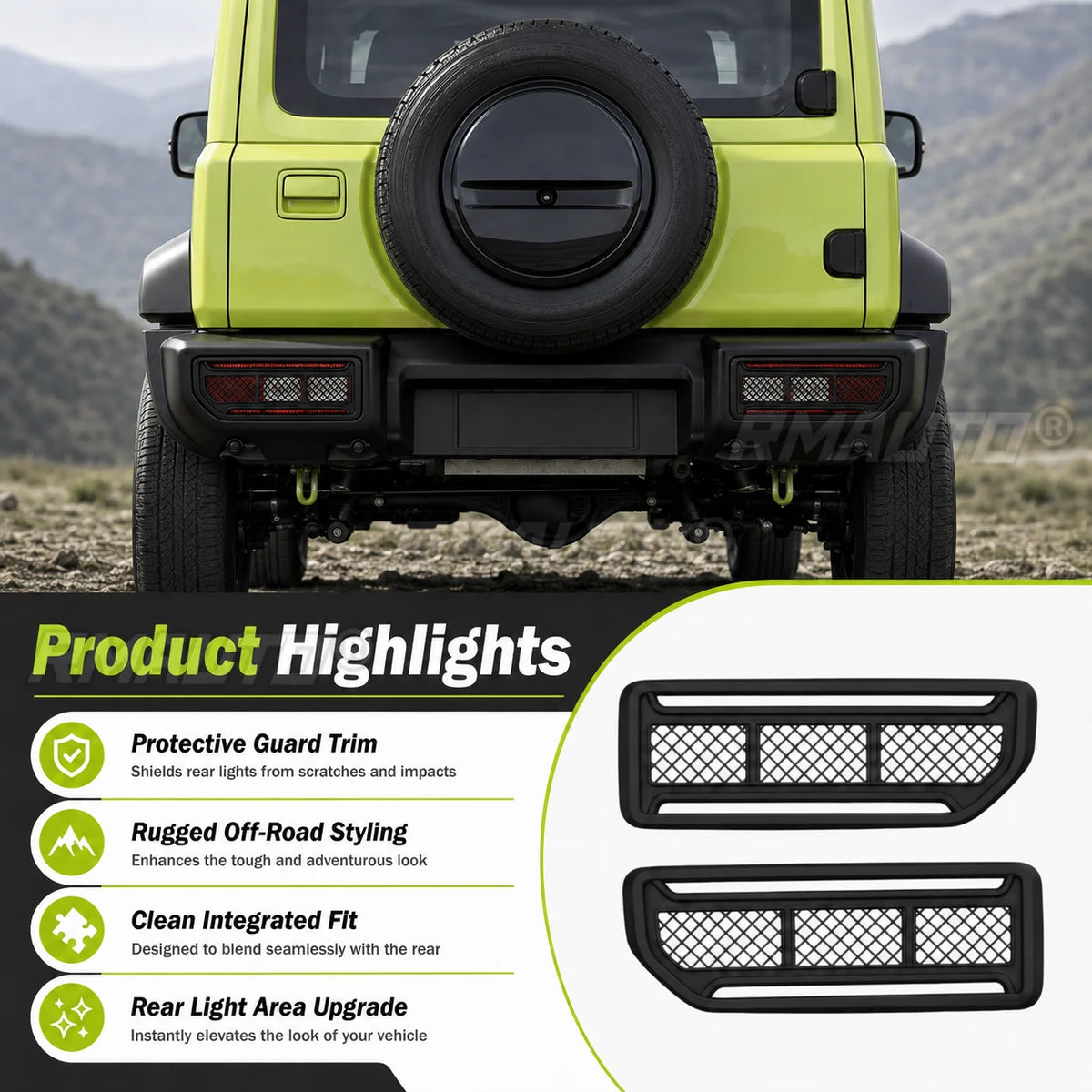 Tail Light Cover Trim Mesh Style Rear Lamp Protector Guard For Suzuki Jimny 2019-2025 Exterior Accessories